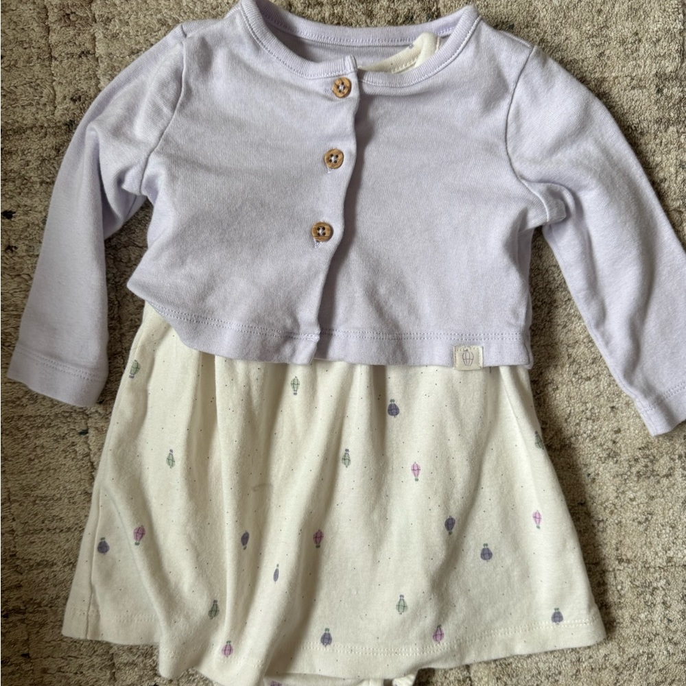 Carter's Lavender Knit Baby Top & Cream Printed Bodysuit Set NWOT